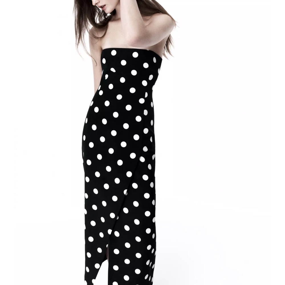 Zara Strapless Polka dot Dress size Small